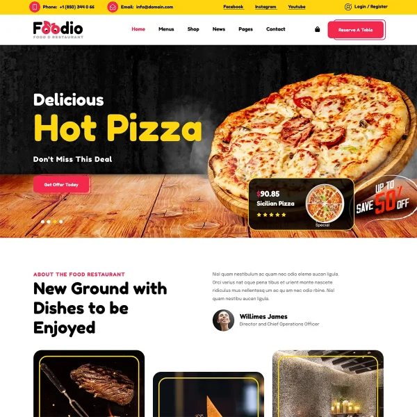 Foodio Joomla 5 Fast Food & Restaurant Template