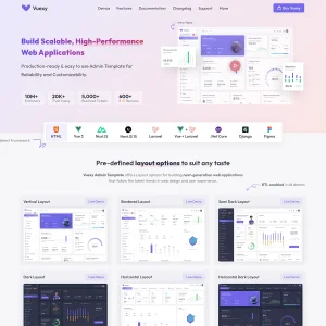 Vuexy Vuejs, Nuxt, Next.js, HTML, Laravel, Asp.Net & Django Admin Dashboard Template