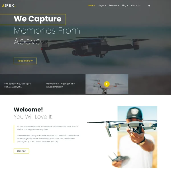 Airex Joomla 5 Drone and Copter Photography & Videography Template